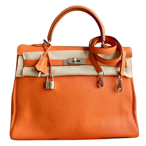 orange hermes leather bag